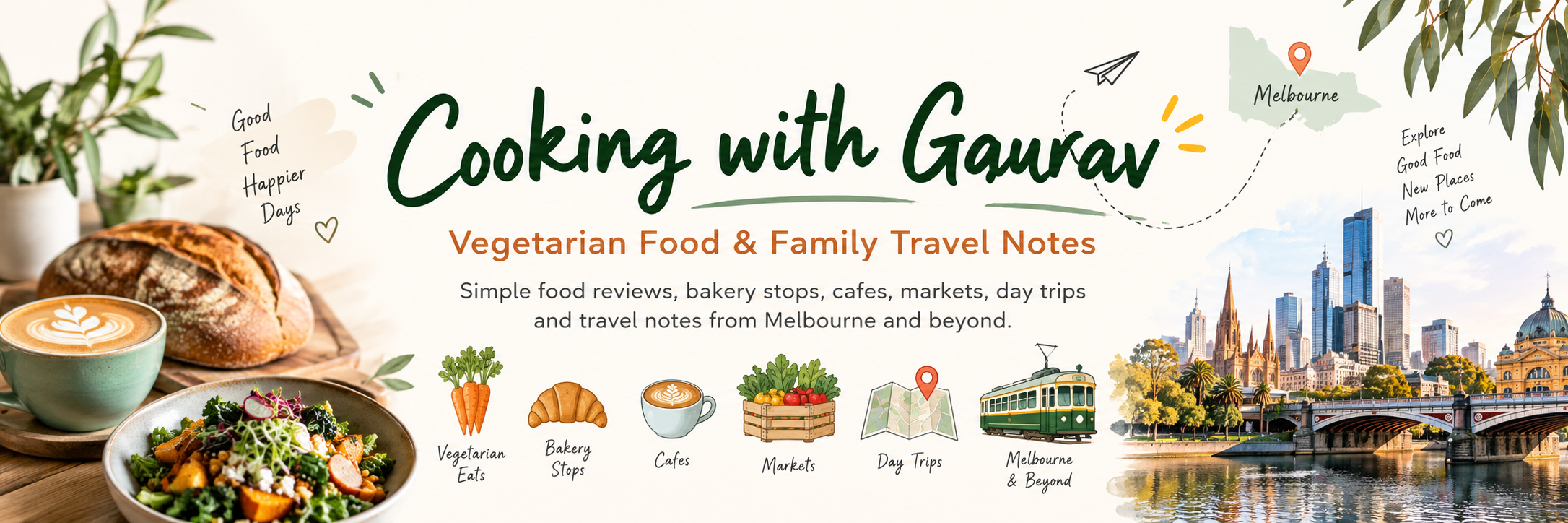 Cooking with Gaurav vegetarian food and family travel notes banner