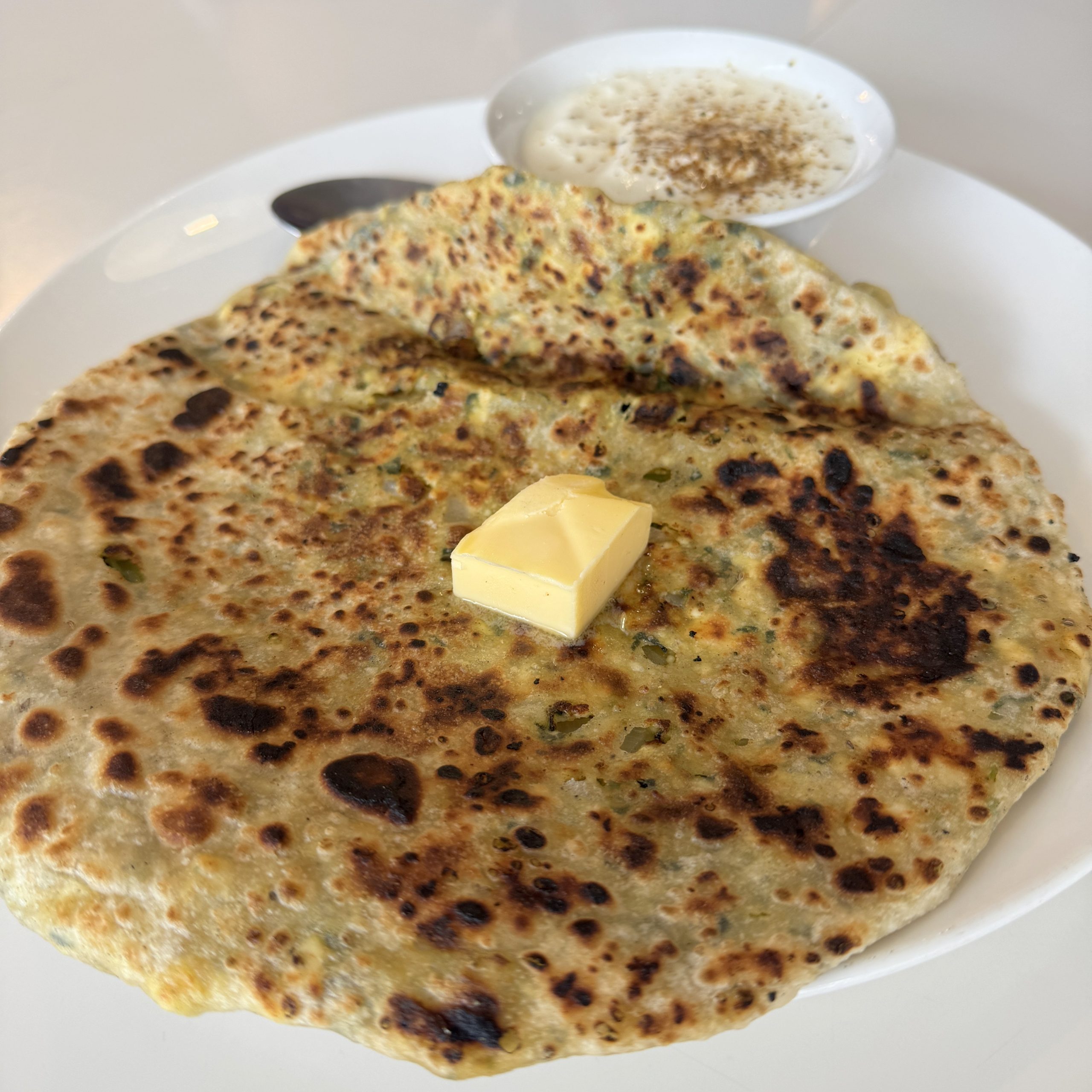 Paratha with curd at Nagra Sweets on High Street in Melton